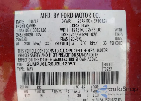 2018 Lincoln Mkx Reserve from USA, damaged, VIN 2LMPJ8LR0JBL12050